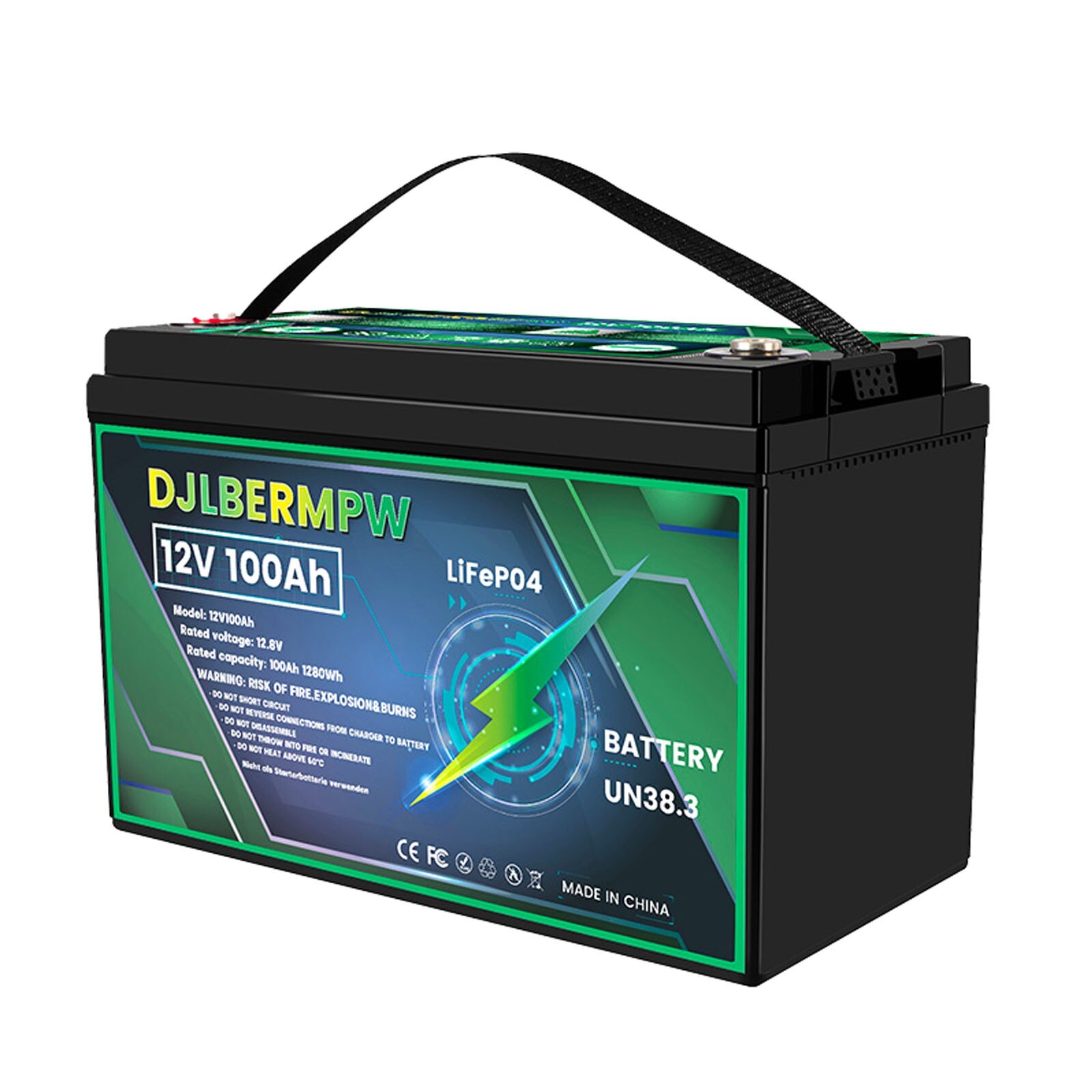 12V 100Ah LiFePO4 Lithium Battery Deep Cycle For RV Marine Solar Off-grid