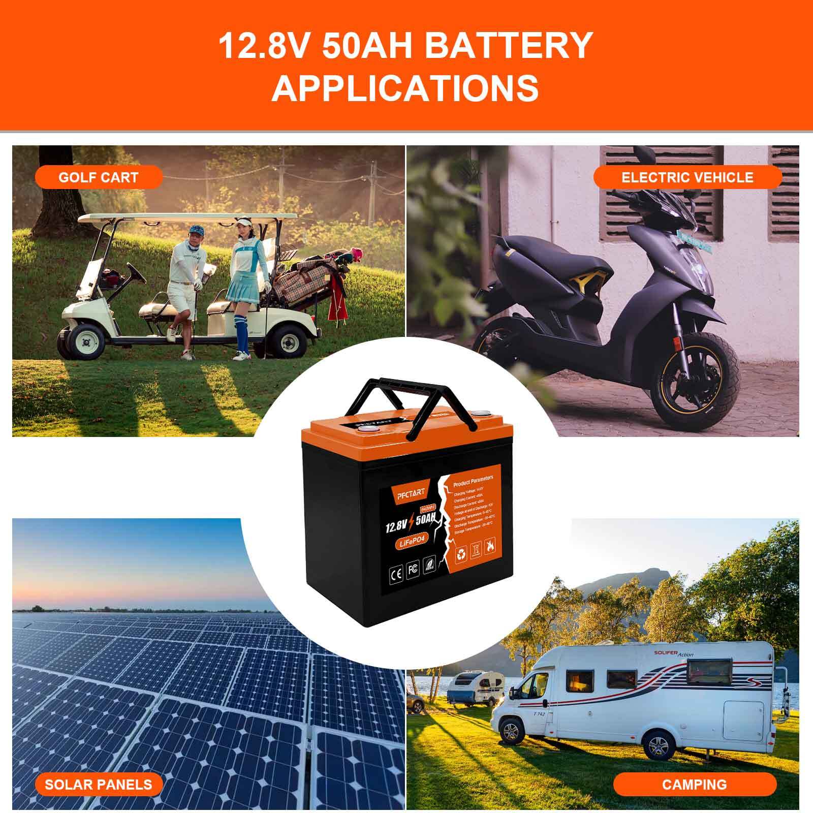 12V 20AH 24AH 30AH 50AH LiFePO4 Lithium Battery Built-in BMS For RV Golf Cart