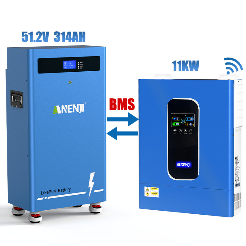16KWh 51.2V 314Ah Lithium Battery+11KW 48V 220Vac Hybrid Solar Inverter Parallel
