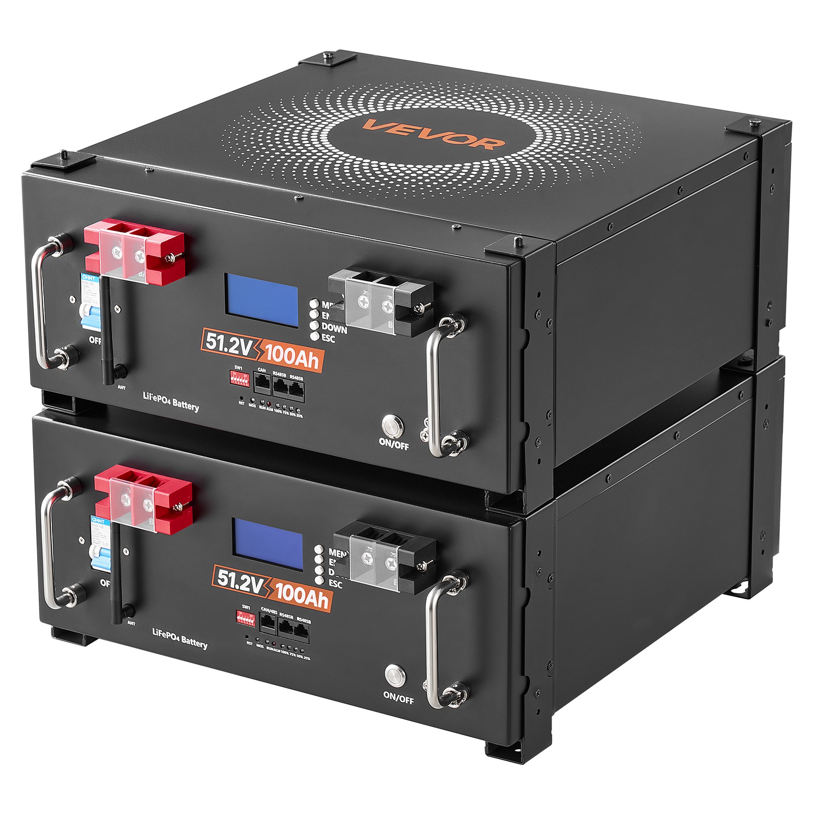 VEVOR 48V 100Ah LiFePO4 Lithium Battery 100A BMS 51.2V Server Rack Battery 2 Pcs