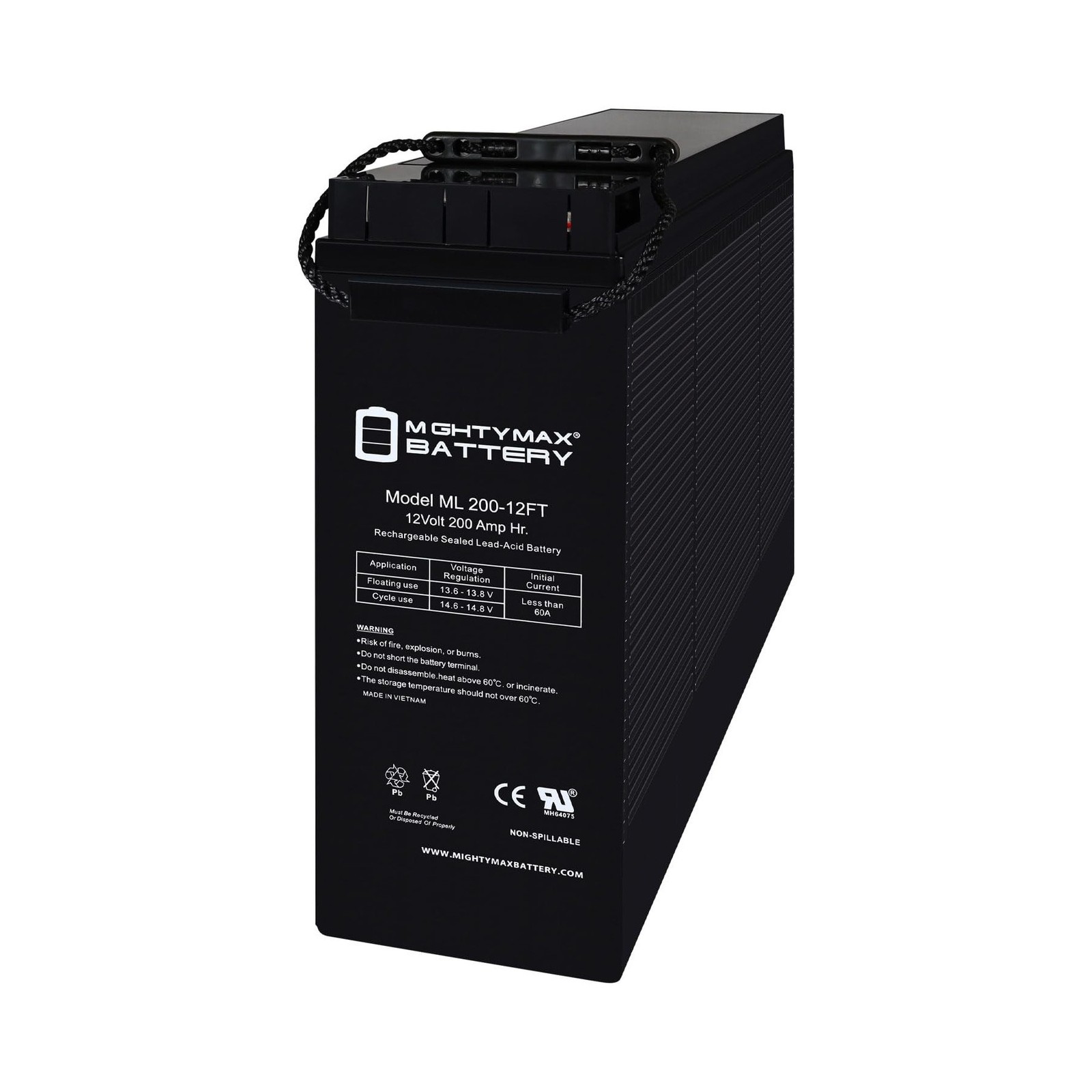 Mighty Max Battery ML200-12FT – 12 Volt 200 AH, Front Terminal, Rechargeable …