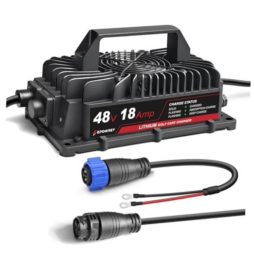 18AMP Lithium Golf Cart Battery Charger for 48 Volt/58.4V (51.2V) LiFePO4