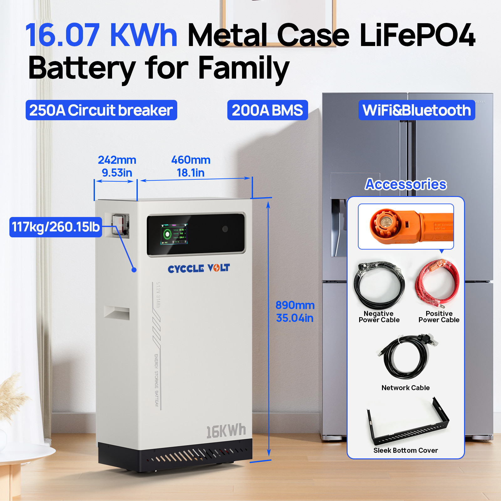 16.07kWh 48V 314AH LiFePO4 Battery Vertical Standing Solar Backup UPS