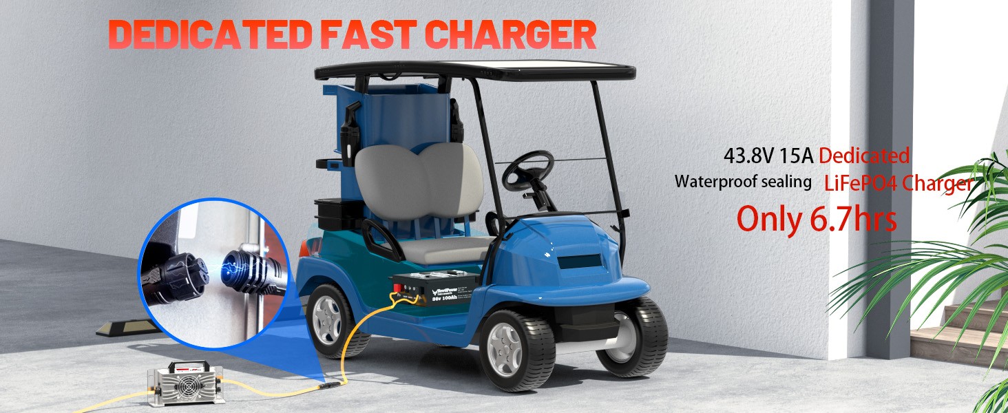 Paoweric 36V 100AH Golf Cart Lithium Battery Bluetooth 10000+ Cycle 200A BMS RV