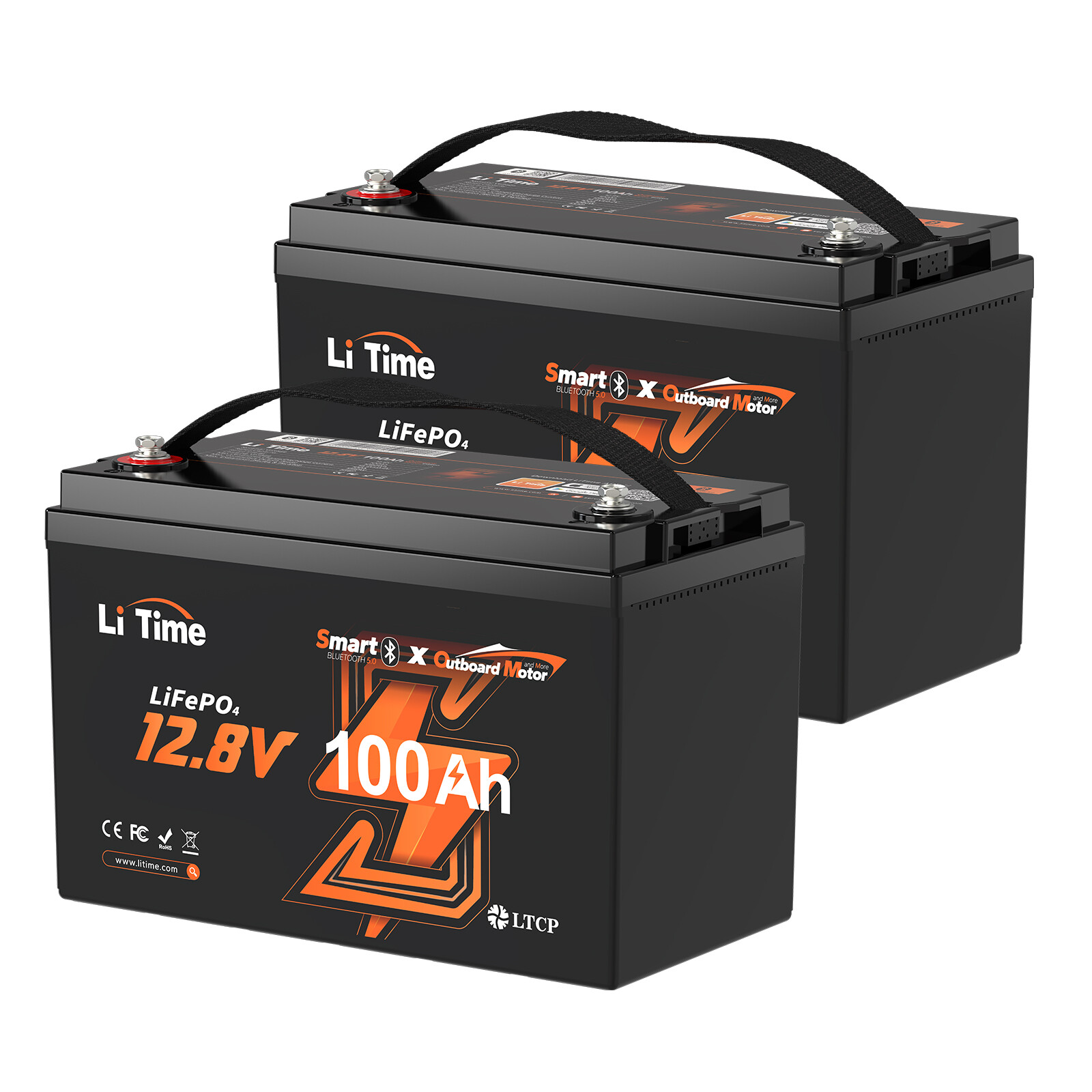 LiTime 12/24V/36V/48V/60V 100Ah OBM Bluetooth LiFePO4 Battery Outboard Motor Lot