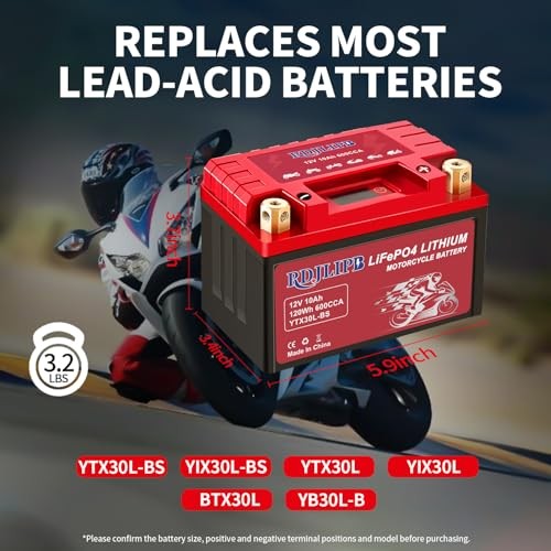YTX30L-BS Lithium Battery, 12V 10Ah 600CCA LiFePO4 Motorcycle Battery for ATV,