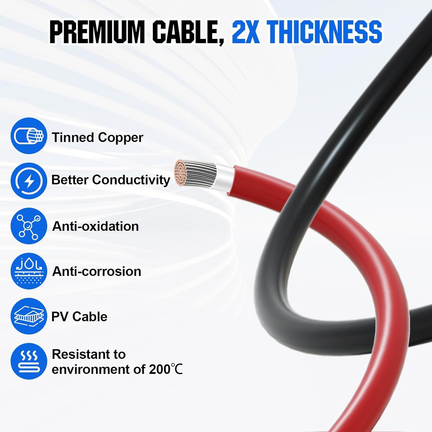 Kit de conector de batería de 50 A, enchufe de calibre 8, cables de 0,98 pies