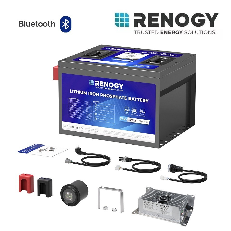 Renogy 48V 105Ah Lithium Iron Phosphate Battery Golf Cart 5000+ Cycles IP65