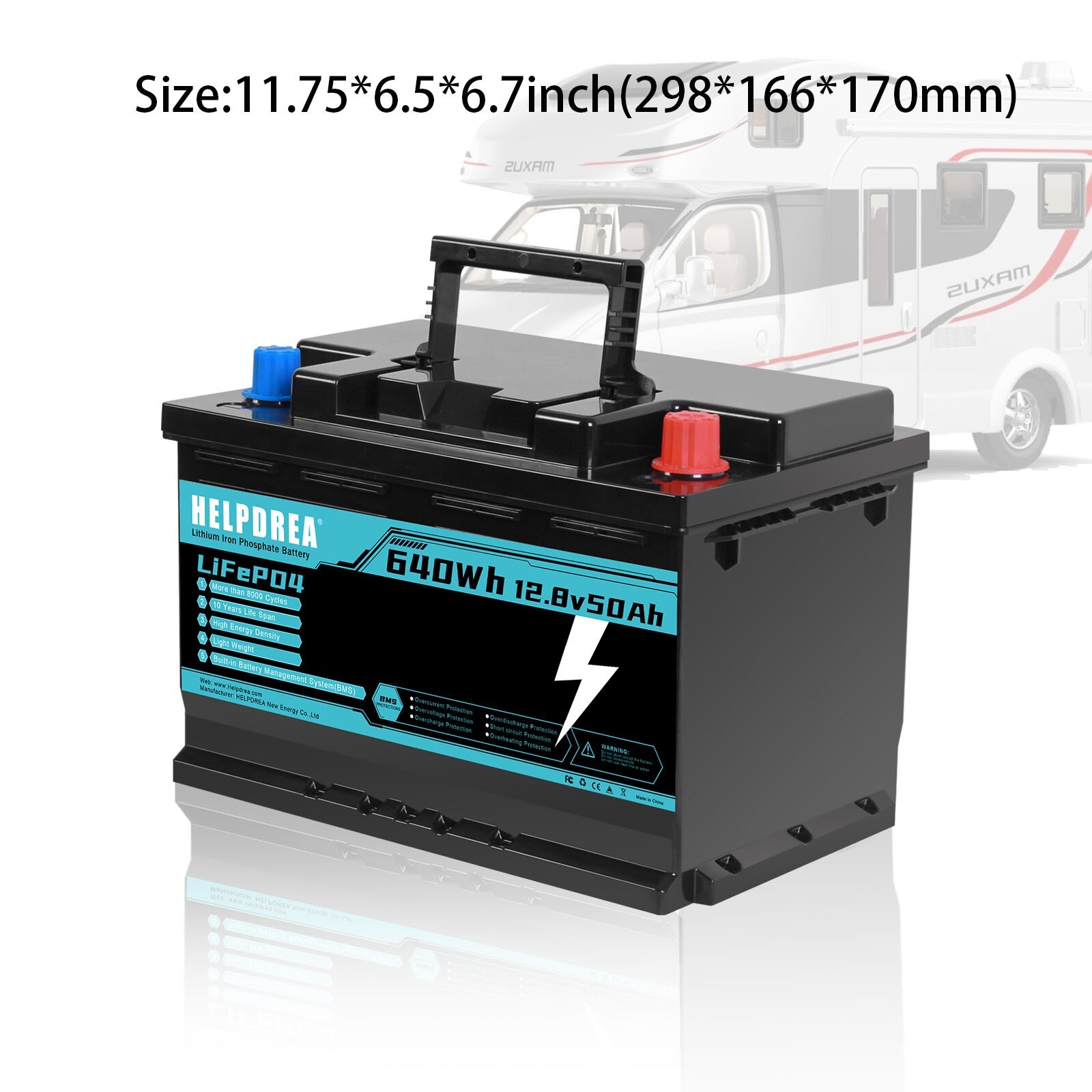 LiFePO4 12V 50AH Deep Cycle 50A BMS Lithium Battery Solar Trolling Motor RV Car