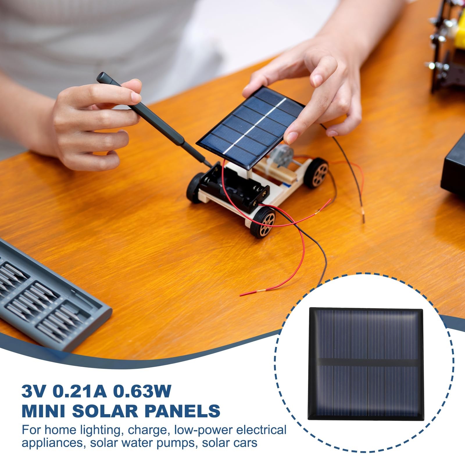 MECCANIXITY 4PCS 3V 0.63W 0.21A Mini Solar Panels, Small Black
