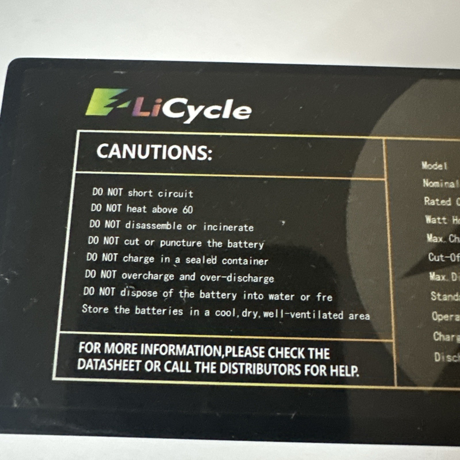 LiCycle-LiFePO4 25.6V 5Ah Battery