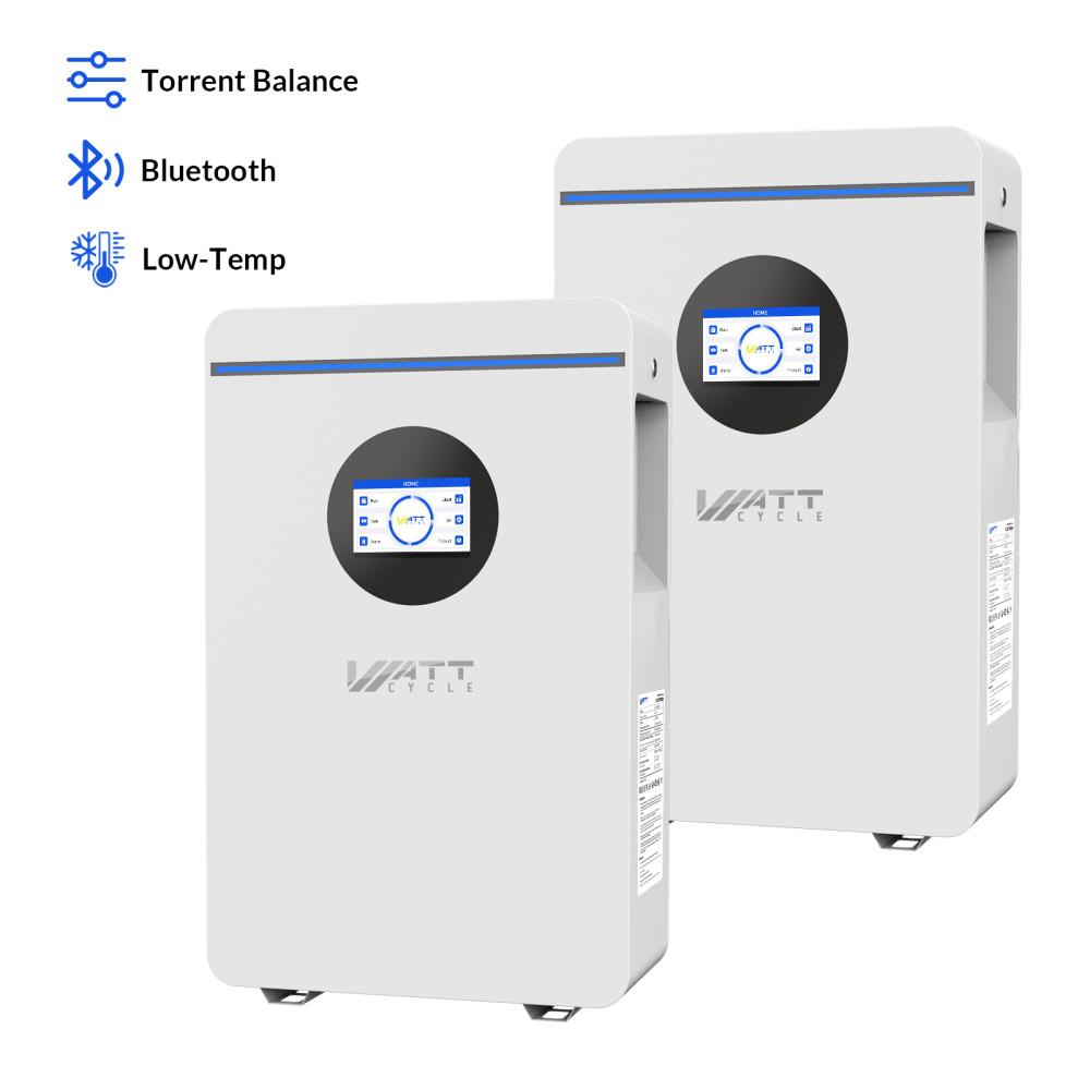 2Pack 10.24Wh WattCycle 48V 100Ah LiFePO4 Lithium Battery Vertical Standing UPS