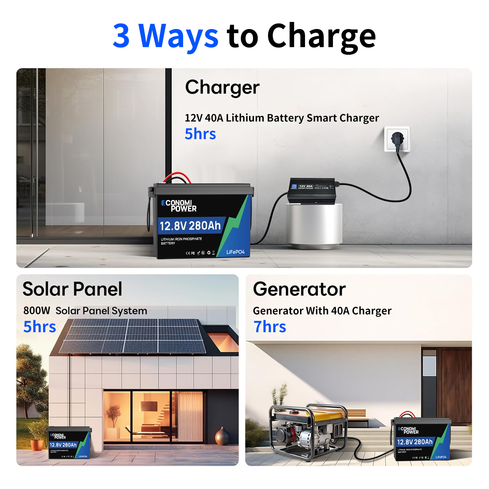 12V 280Ah LiFePO4 Battery 3584Wh 200A BMS Deep Cycle RV Solar Marine