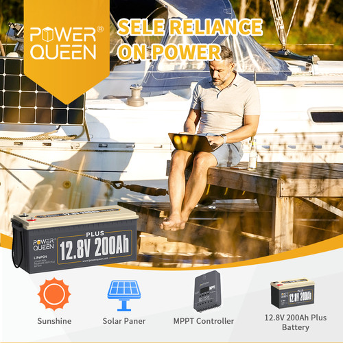 PowerQueen12V LiFePO4 Lithium Battery 100Ah/200Ah/300Ah For RV Solar Marine lot