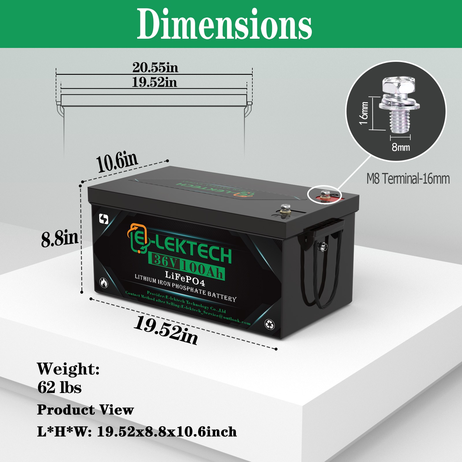 36V 100Ah LiFePO4 Golf Cart Lithium Battery + 15A Charger Camping Trolling motor