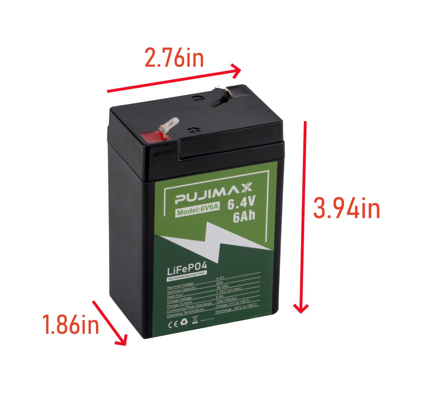 6V 6Ah 2000+ Cycles Lifepo4 Lithium Battery Rechargeable Phosphate Cycle For RV