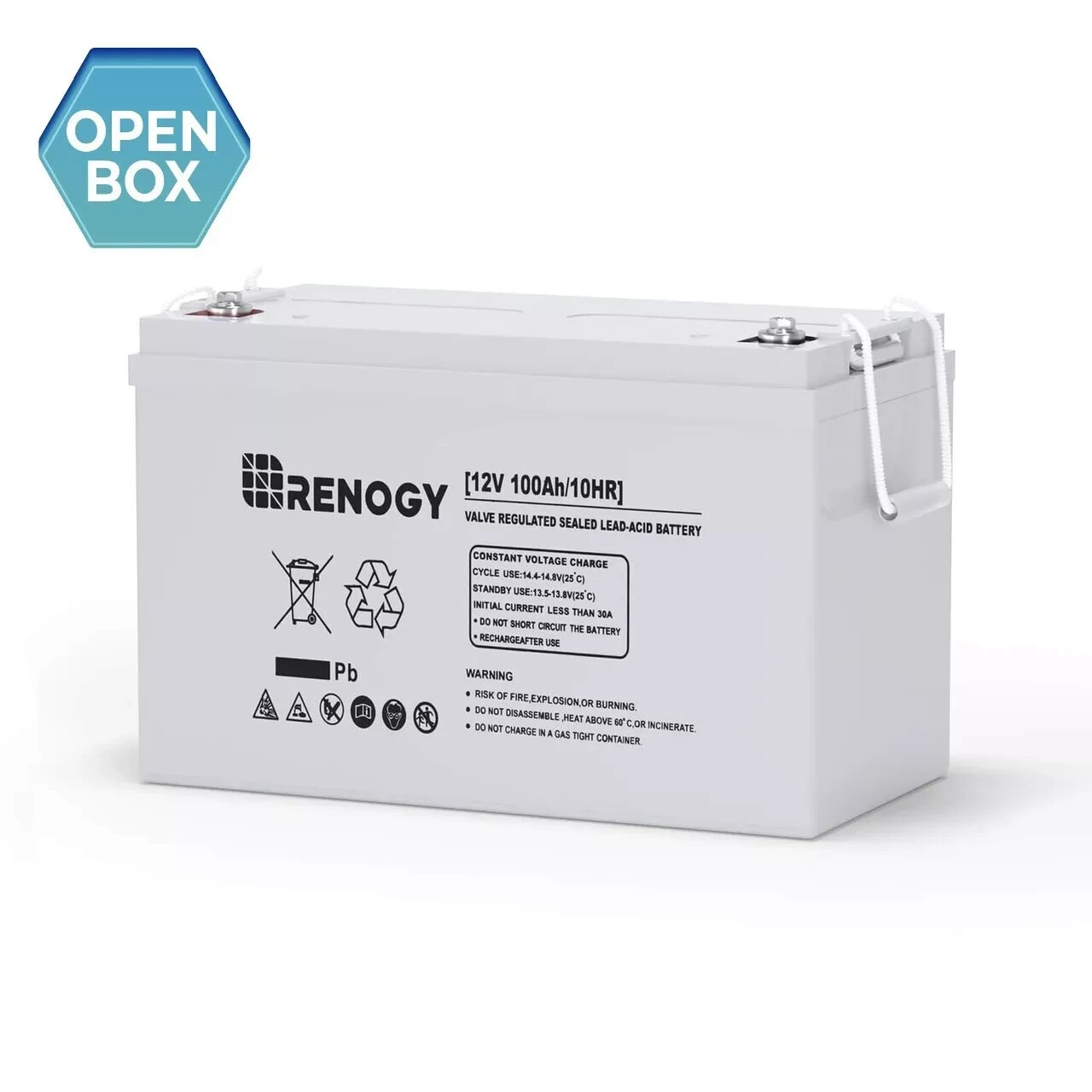 OPEN BOX Renogy 12V 100AH Deep Cycle AGM Battery Rechargable for RV Solar Marine