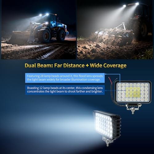 LED Tractor Truck Work Auxiliary Lights 10-30V 2Pcs 6Inch Heavy Combo Beam