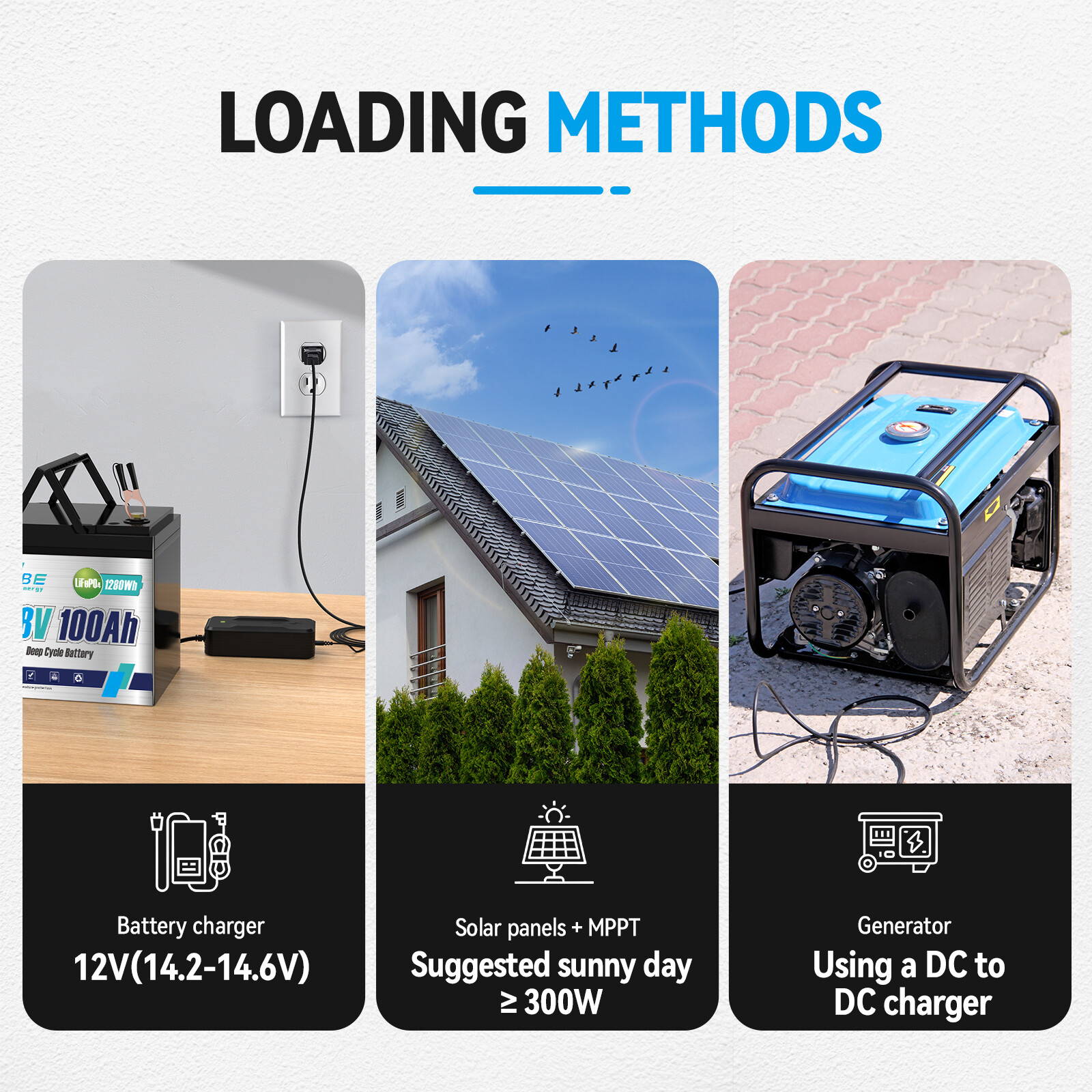 12V 100Ah LiFePO4 Lithium Battery 100A BMS for Solar RV Off-grid Trolling Boat