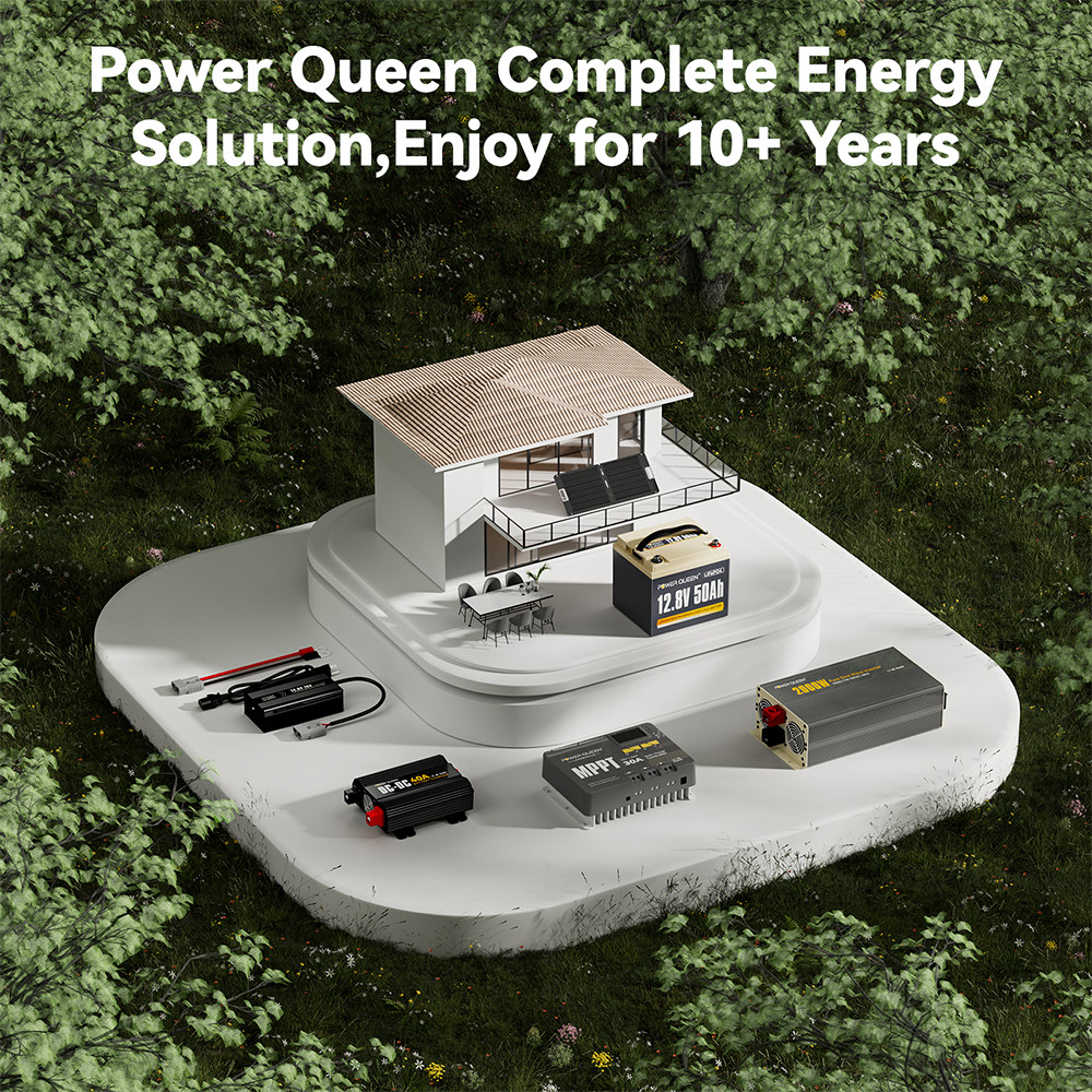 Power Queen 12V 50Ah LiFePO4 Lithium Mini Battery 50A BMS For RV Camper