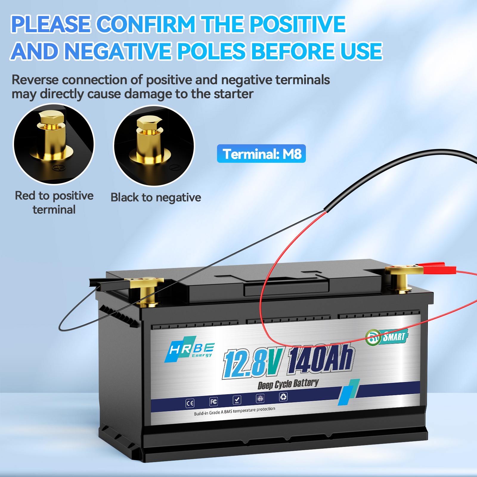 12V 140Ah 1792Wh Bluetooth LiFePO4 Battery with 100A BMS for RV Solar Marine