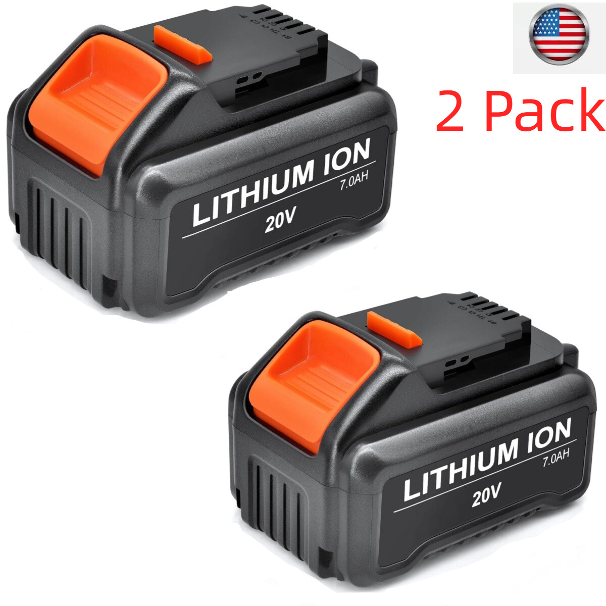 2 Pack 7.0AH Lithium ion Battery For Dewalt 20V Max DCB204 DCB205 DCB200 DCB206