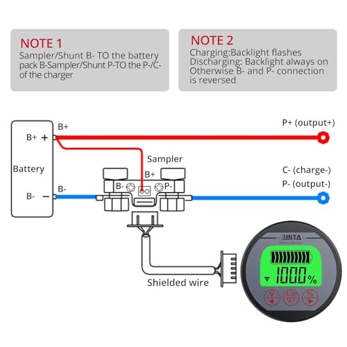Battery Monitor with Shunt 8-120V Voltmeter Ammeter, Voltage Current 0-500A