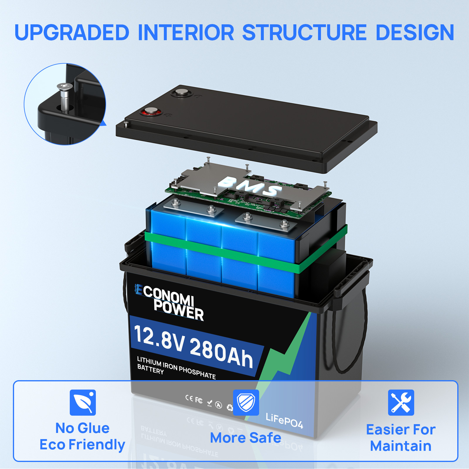 12V 280Ah LiFePO4 Battery 3584Wh 200A BMS Deep Cycle RV Solar Marine