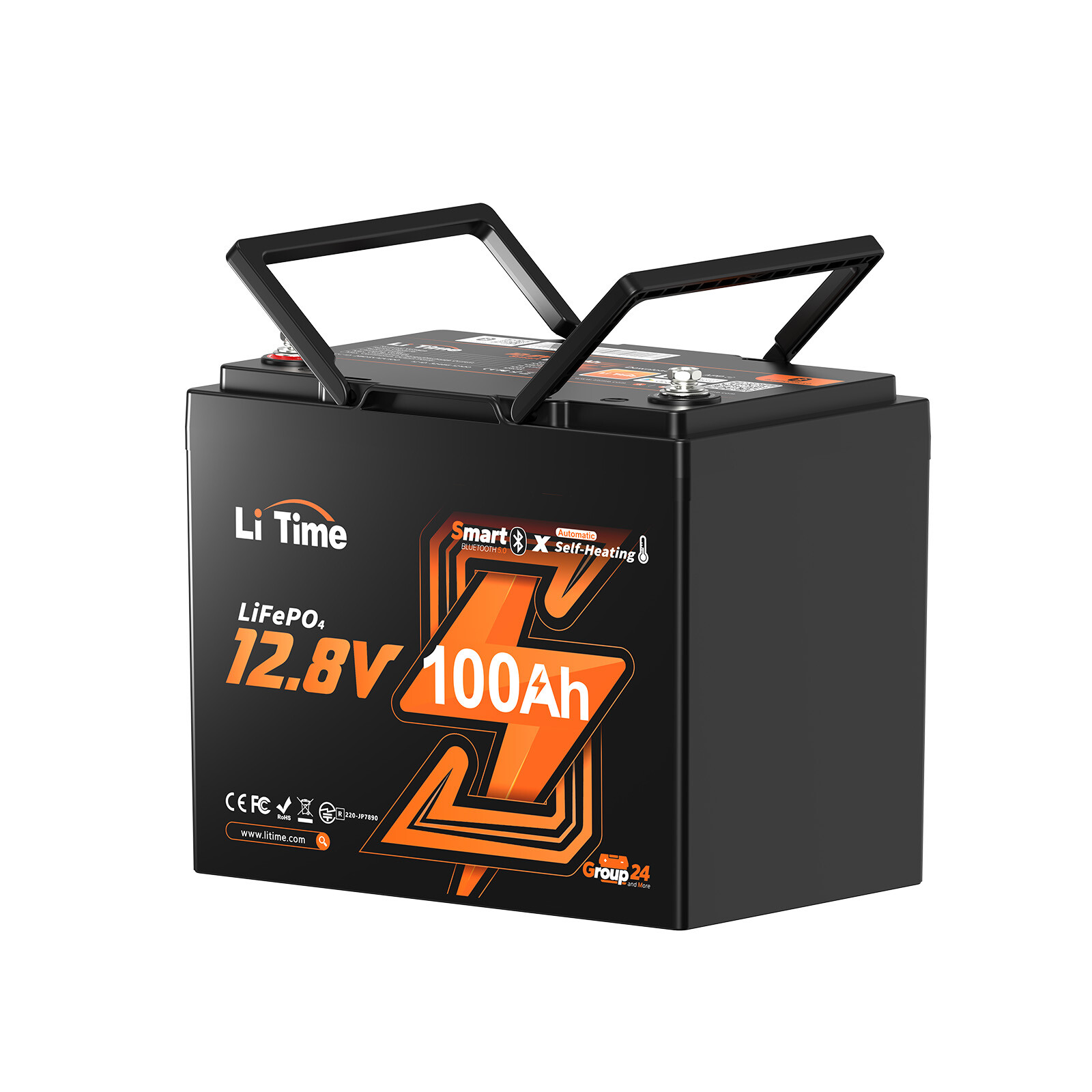 12V 100Ah Group24 Smart Bluetooth Automatic Self-Heating LiFePO4 Lithium Battery