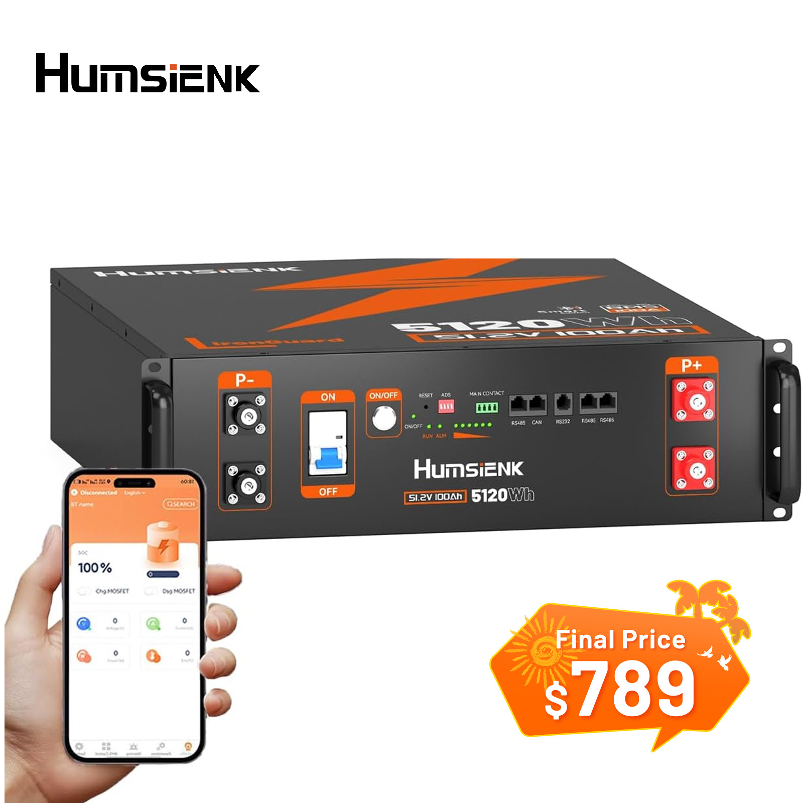 5.12kWh 48V 100AH Lithium Battery Server Rack EV Grade A+ Cell UL1973&UL9540A