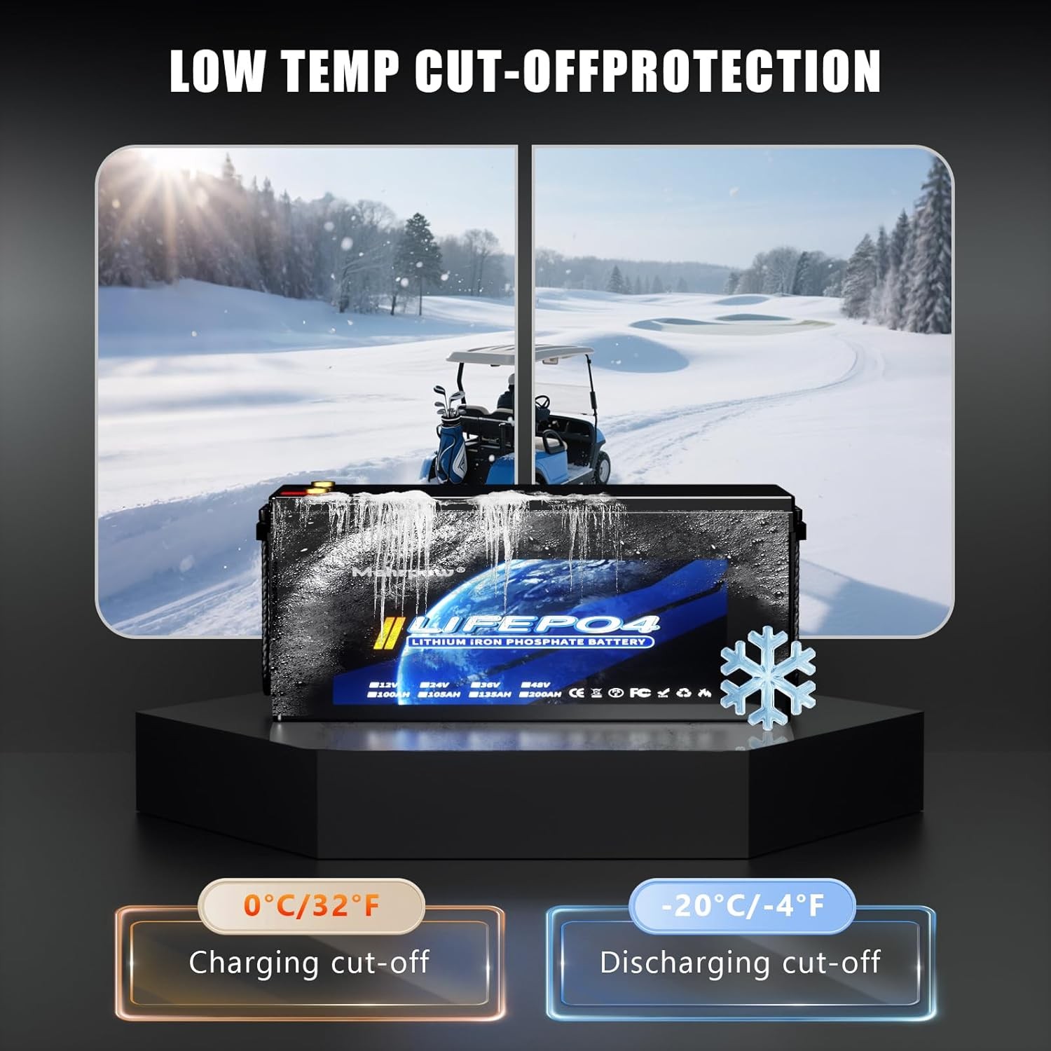 36V 150Ah LiFePO4 Golf Cart Lithium Battery 200A BMS Bluetooth +25A Charger RV