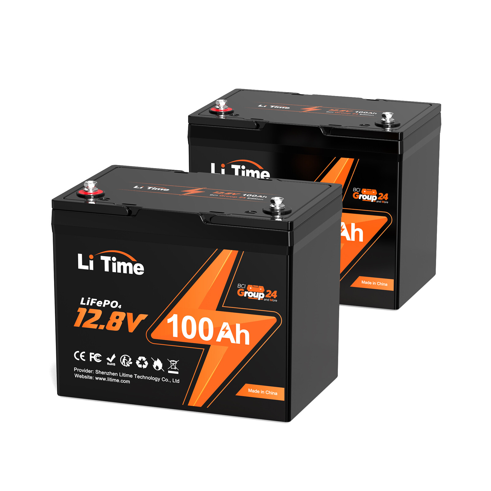 LiTime 1/2/3/4/8Pack 12V 100Ah Group 24 LiFePO4 Lithium Battery RV Trailer Lot
