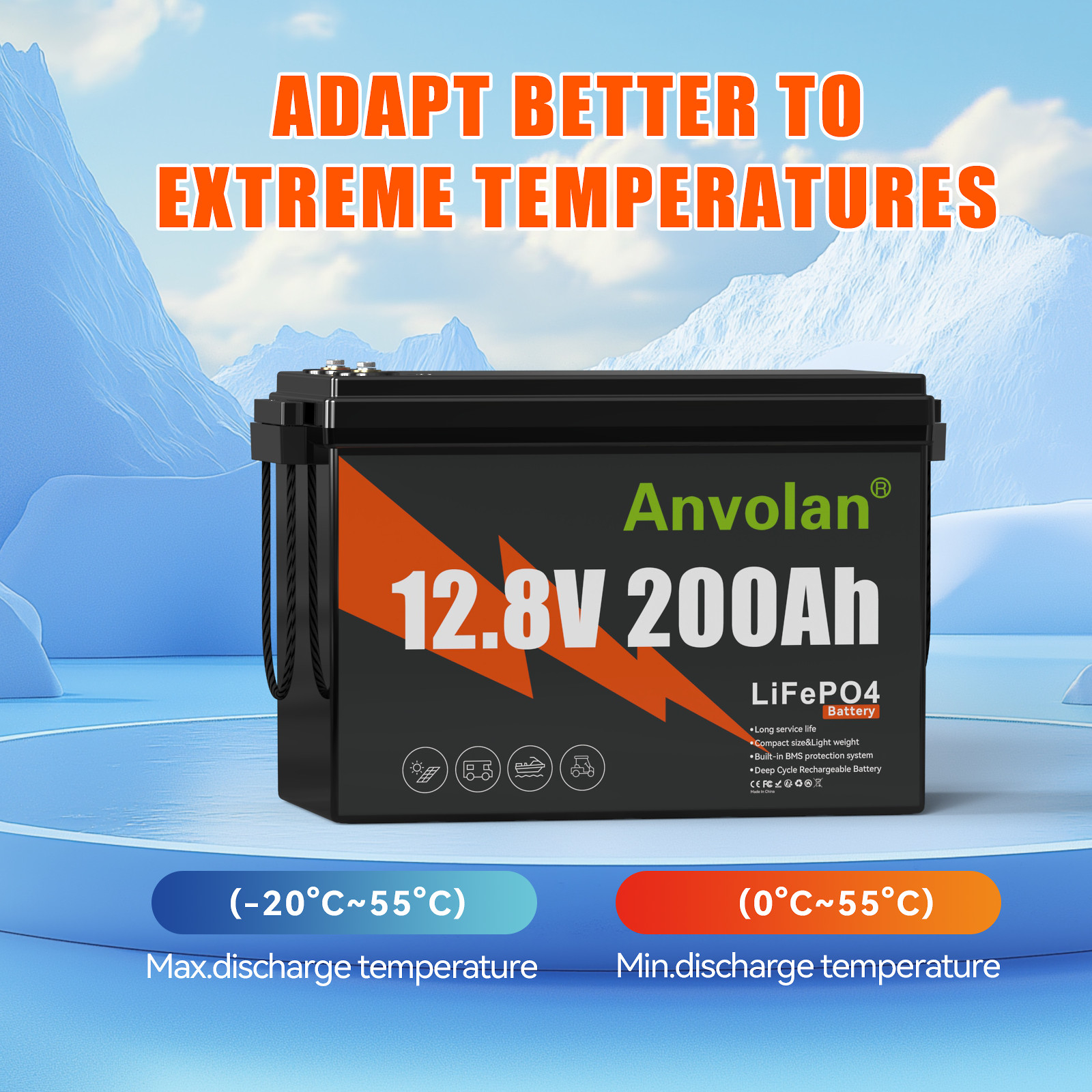 12V 200Ah LiFePO4 Lithium Battery 200A BMS 15000+Deep Cycle 2560Wh