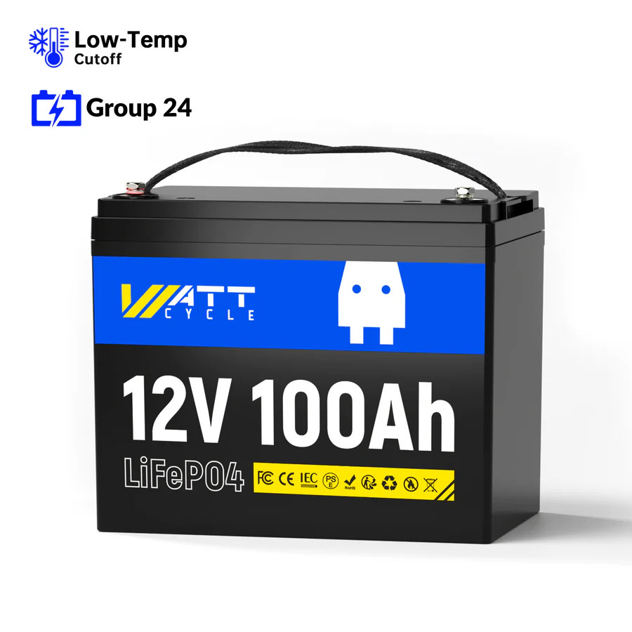 12V 100Ah 100A BMS LiFePO4 Battery With 14.6V 5A Charger Marine Solar Off-Grid