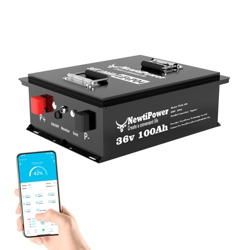 36V 100Ah Lithium Golf Cart Battery Metal Case 200A BMS off-grid UV Club Car ATV