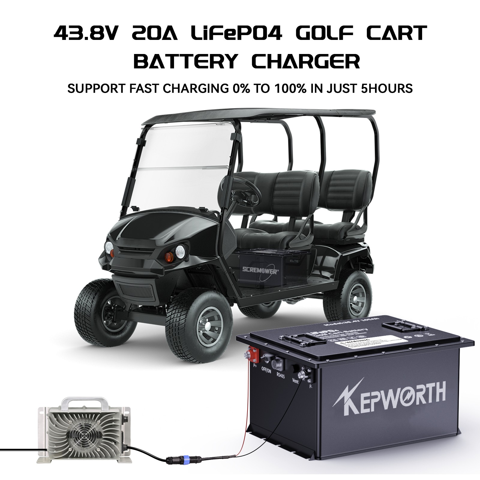 48V 105Ah Battery LiFePO4 Lithium Golf Cart 200A BMS 20000+Cycles +Monit+Charger