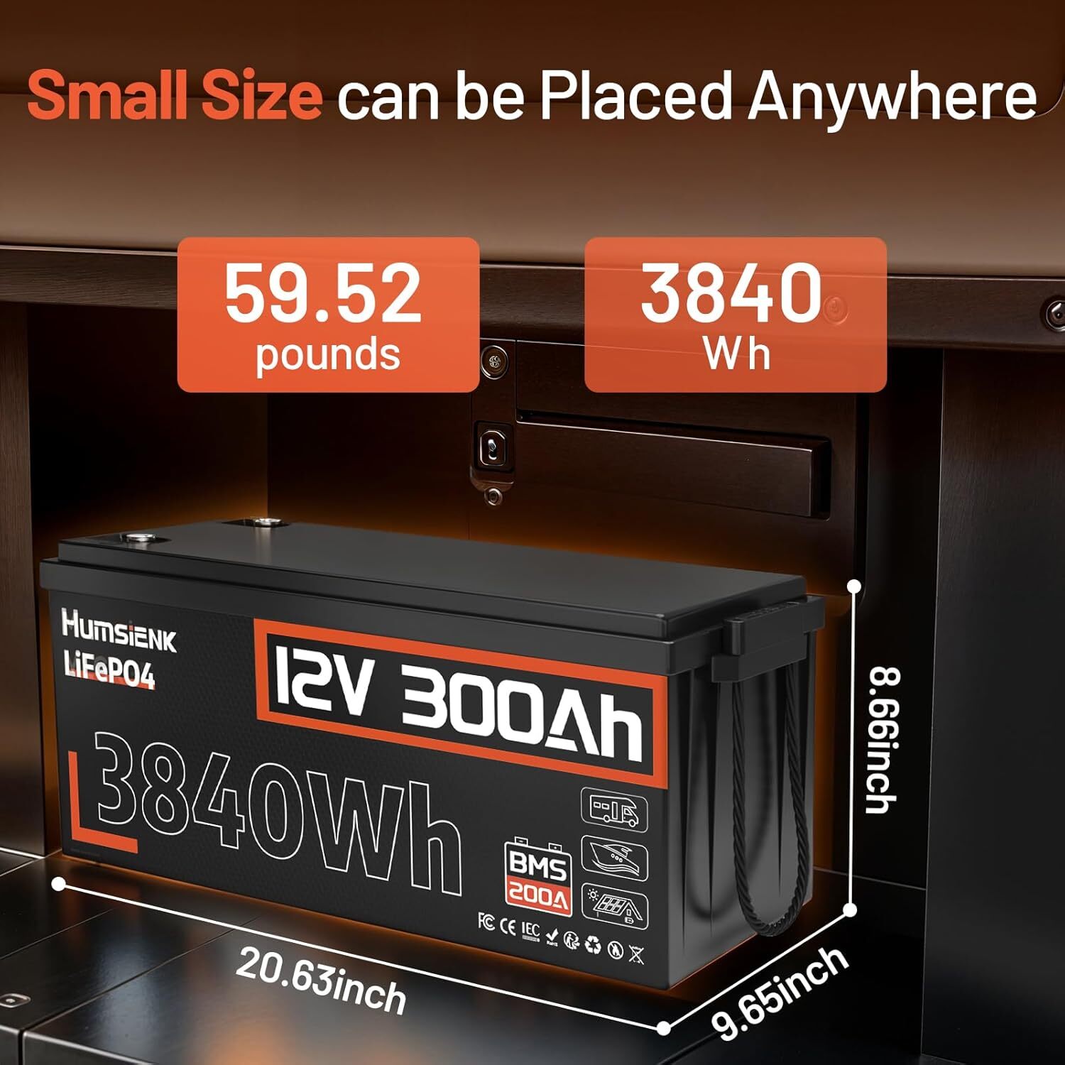 12V 50Ah 100Ah 300Ah 320Ah Bluetooth LiFePO4 Lithium Battery Camping RV Off-Grid