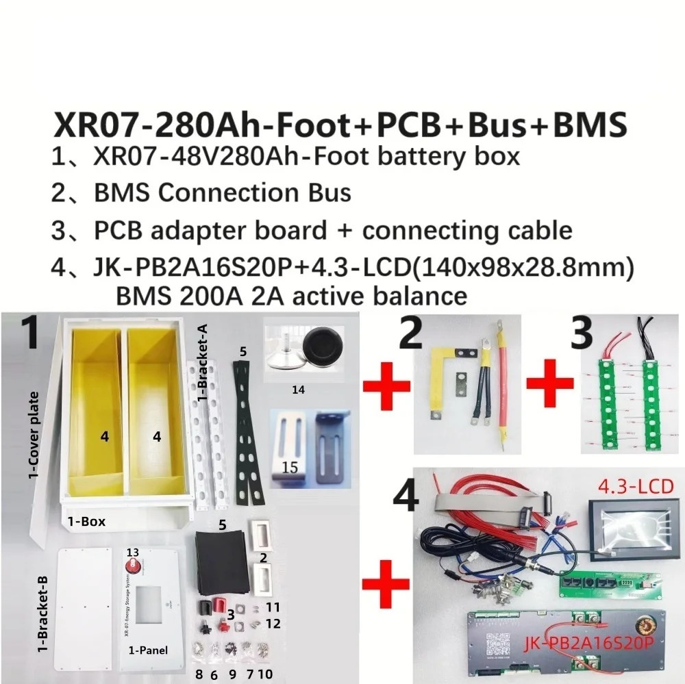 XR07 48V 280AH LiFePO4 Battery Case PowerBox Solar Home Energy Storage 16S 51.2v