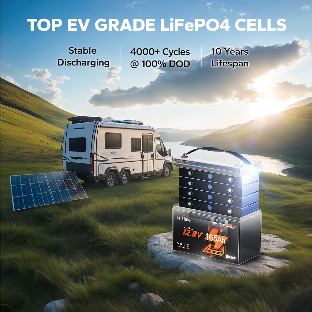 LiTime 12V 165Ah Smart Group31 LiFePO4 Lithium Battery For RV Marine-Refurbished