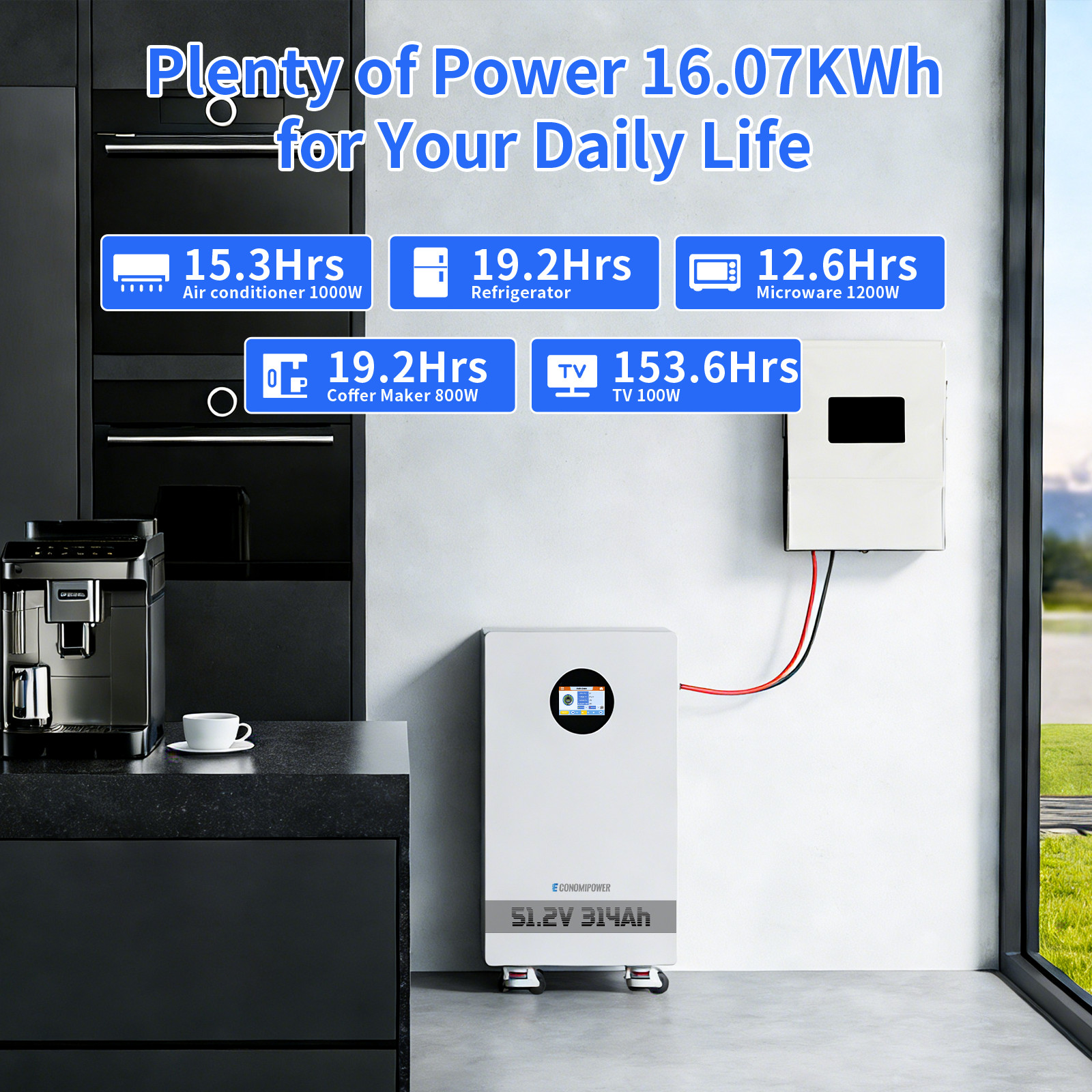 15kWh 51.2V 48V 300Ah LiFePO4 Lithium Solar Battery, Home Energy Backup Off Grid