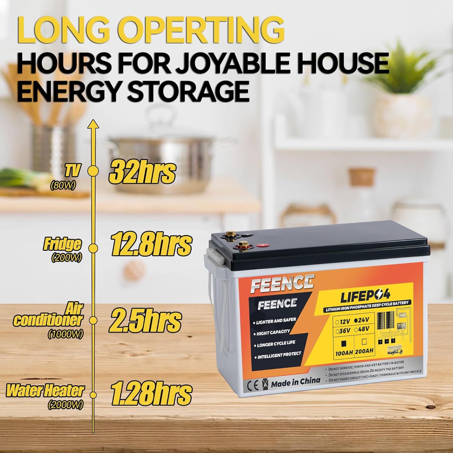 24V 100Ah LiFePO4 Lithium Battery 100A BMS 2560Wh for Off-grid Solar Marine RV