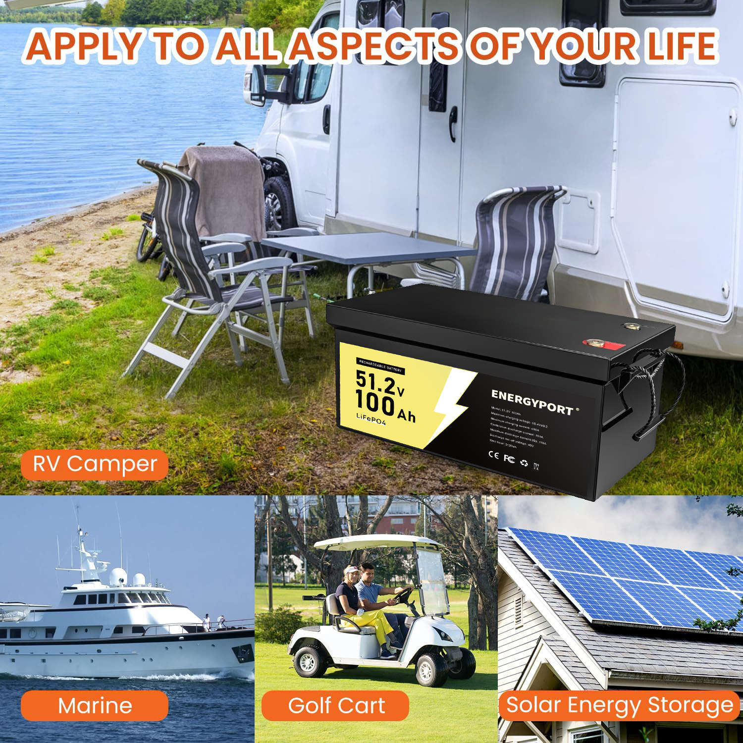 2x 48V 100Ah LiFePO4 Lithium Battery 5120Wh BMS Deep Cycles For Golf Carts Solar