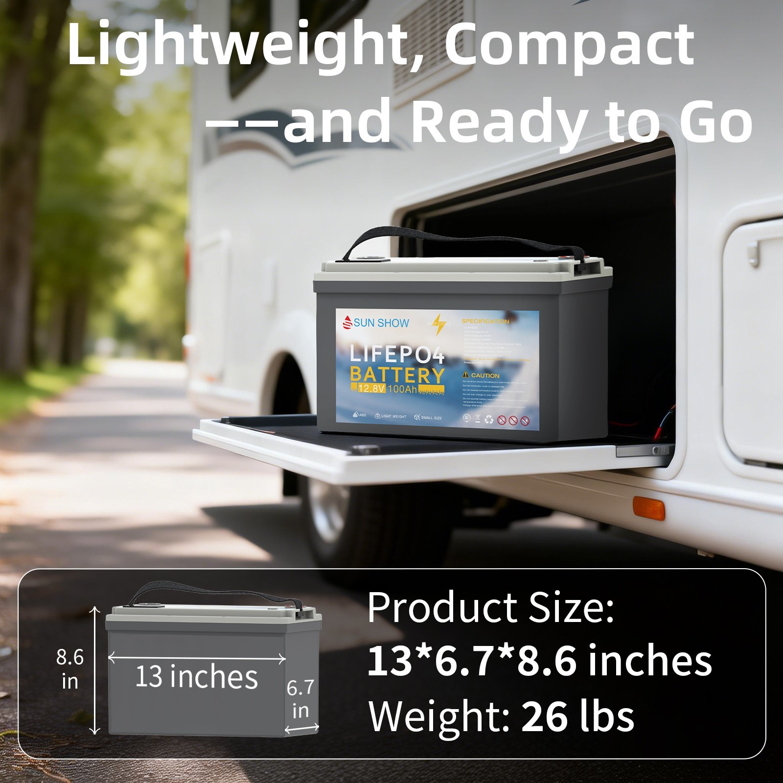SANDISOLAR 12V 200AH 300AH LiFePO4 Lithium Battery 2560W BMS Solar RV Off-grid