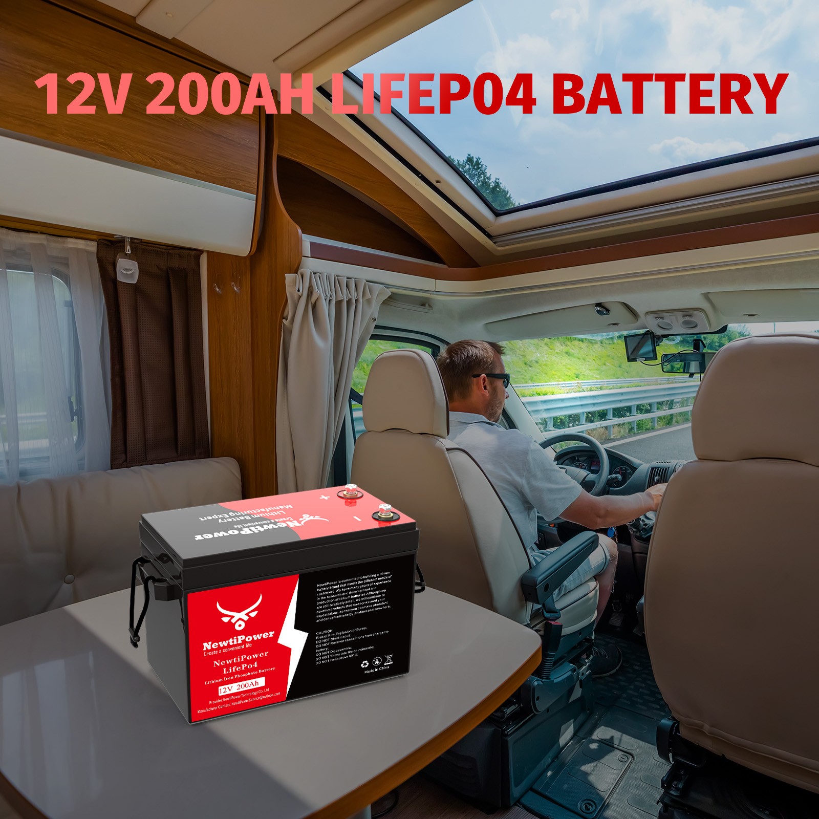 12V 200Ah LiFePO4 Lithium Battery 150A BMS For RV,Home Storage,Solar Power,Boats