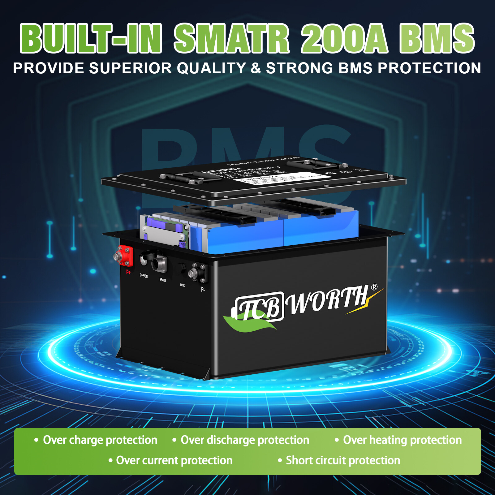 48V 105Ah Golf Cart Lithium LiFePO4 Battery 200A BMS Club Car 15000+ Deep Cycle