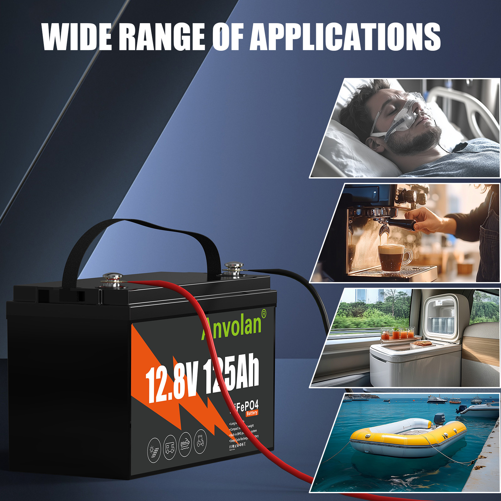 12V 125AH 1600Wh LiFePO4 Lithium Battery Low-Temp For RV Solar Panel Off-grid