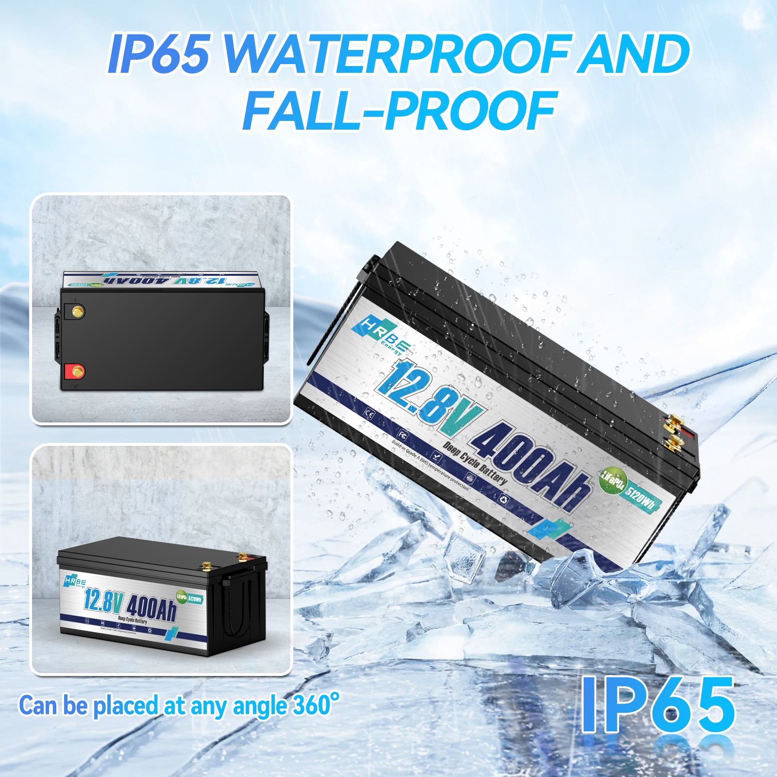 12V 400Ah LiFePO4 Lithium Battery 200A BMS 5.12kW 15000+Cycle Solar RV Off-grid