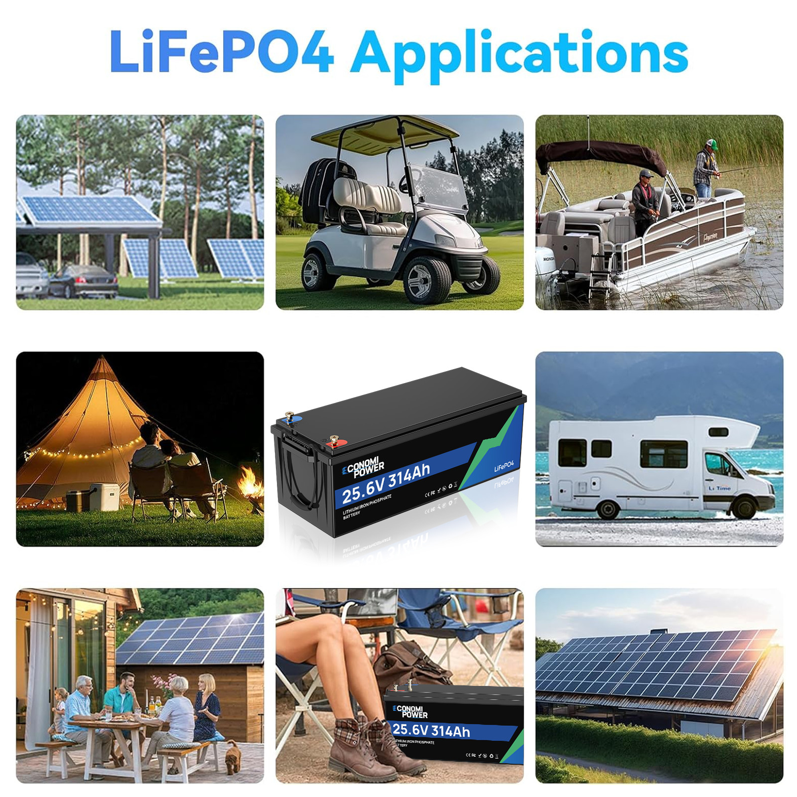 24V 314Ah(300Ah) LiFePO4 Battery 8038Wh Deep Cycle 200A BMS Bluetooth RV Solar