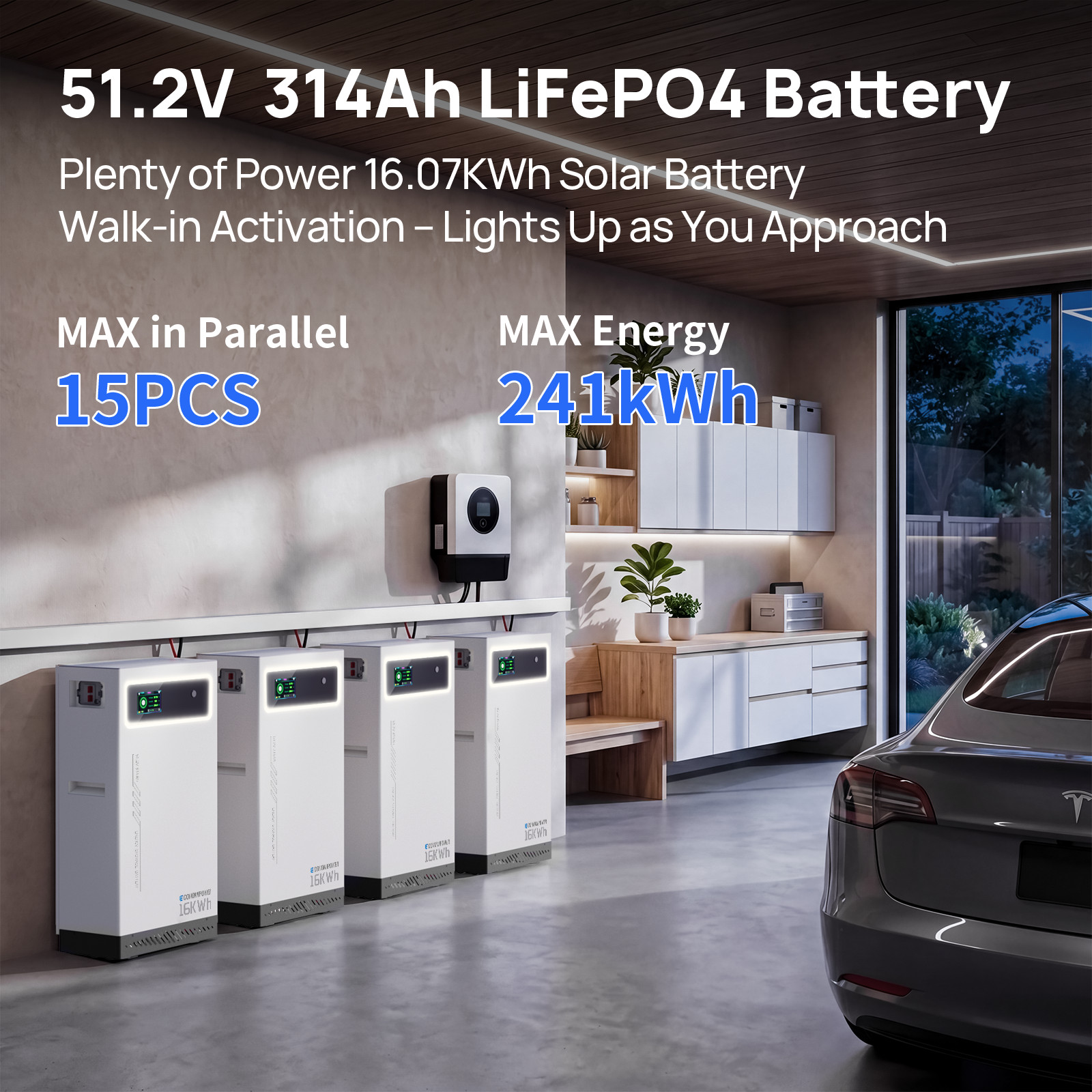 51.2V 314Ah LiFePO4 Battery 16kWh 200A BMS Deep Cycle Home Off-Grid Solar Backup