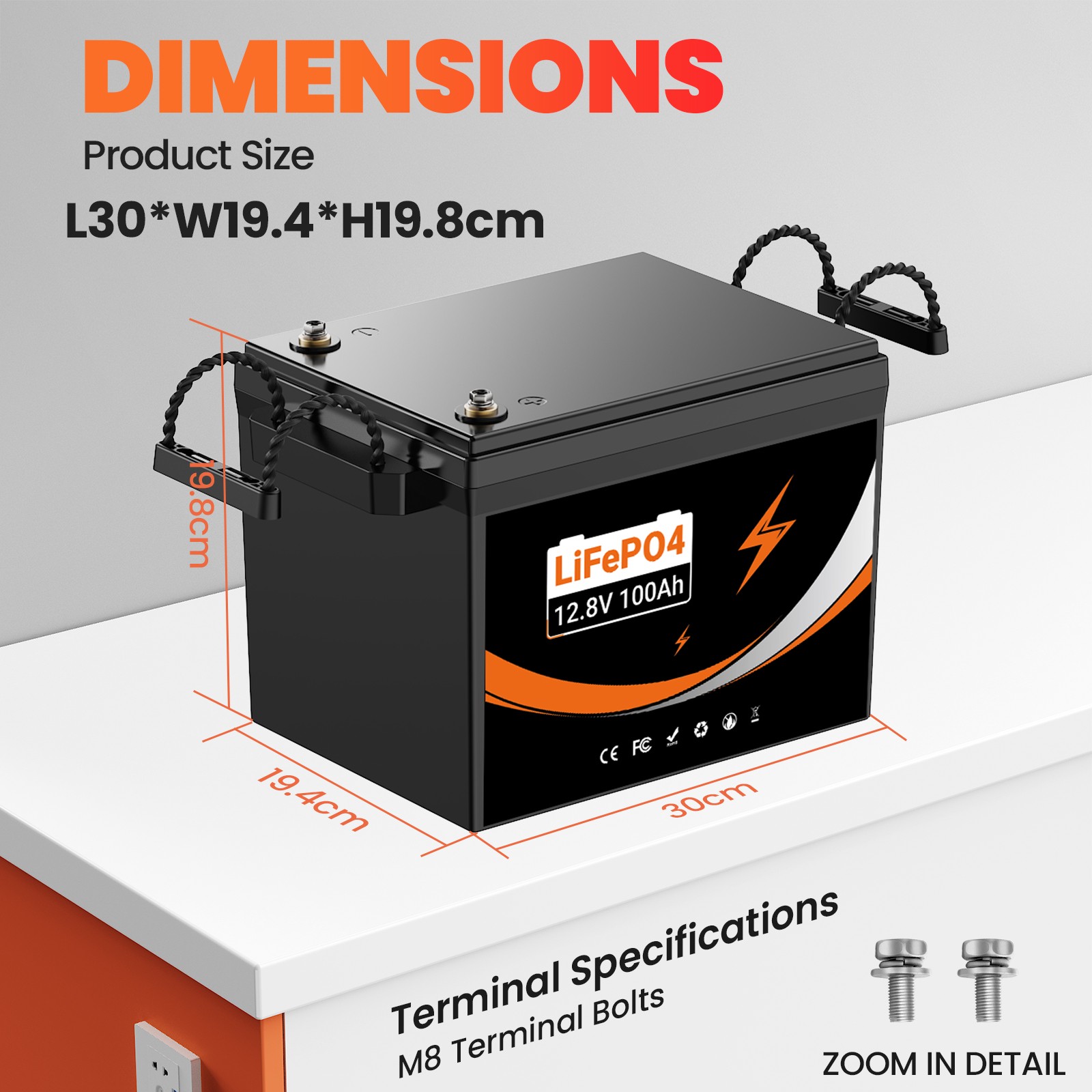 12V 24V 100Ah 300Ah LiFePO4 Battery Lithium for Solar RV Garden trolling motor